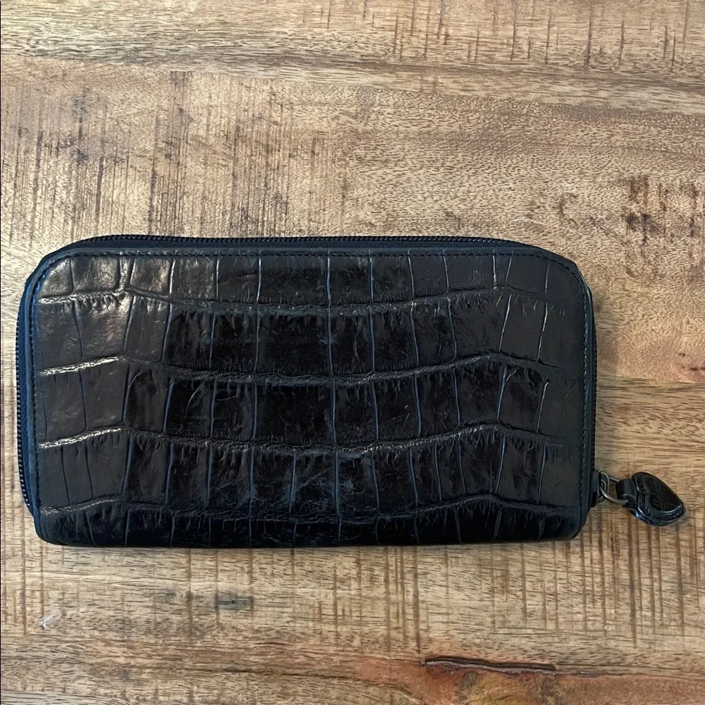 Brighton Zip Around Croc Patterned Wallet Full Size Western Vintage